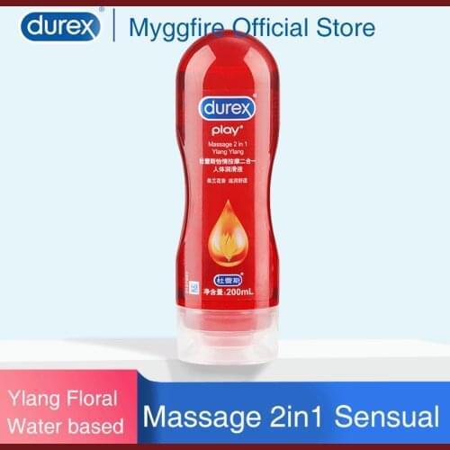 Durex 2in1 200ML Massage Lubricant Sensual Lube Simulate Vagina Anal Lube Gay Gel Safe Oral Intimate Sex Toys Combanation Condom