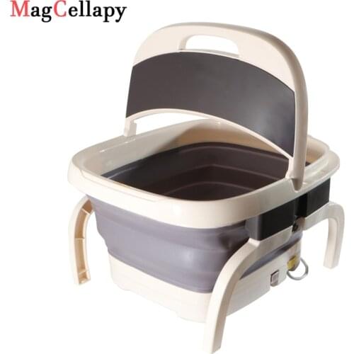 Foldable Foot Bath Spa Digital Temperature Control Foot Massager Heating Bubble Wave Pedicure Machine Roller Acupressure Massage