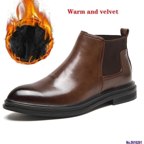 Men Snow Boots 2021 Winter Microfiber Leather Ankle Boots Handmade Brand Warm Men Winter Shoes