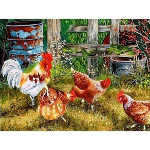 Dpsprue 5D DIY Diamond Painting Full Square/Round Cock Animal Cross stitch Kit Mosaic Rhinestones Diamond Embroidery Gift DC05
