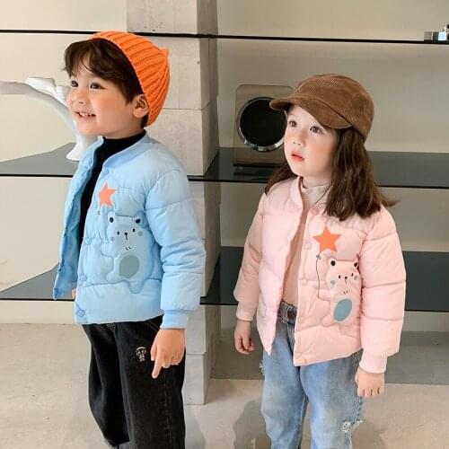 Autumn and winter 2021 childrens cute cartoon cotton padded jacket down jacket boys and girls cotton padded jacket baby coat