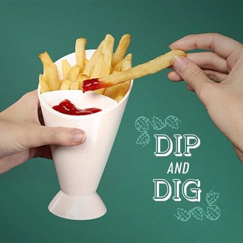 Kitchen Accessories Serving Tool Snack Cone Stand + Dip Holder For Chips Finger Food Sauce Snack Holder Home Gadget