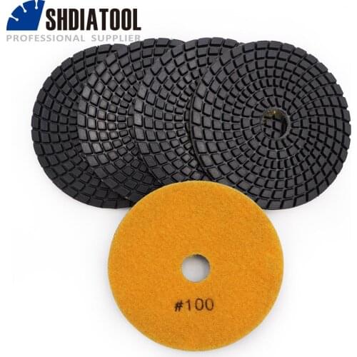 SHDIATOOL 5pcs 4" Professional diamond polishing pads Grit #100 granite marble stone tile 100mm Sanding disk