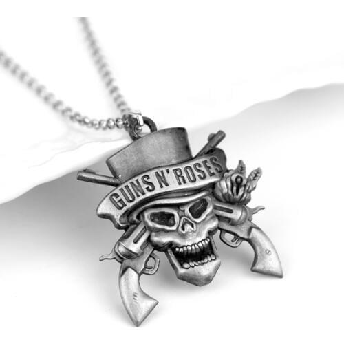 Rock Music Band Guns N 'Roses Skull Death Logo Pendants Necklaces Necklace for Woman Man Music Series Jewelry