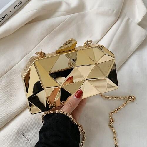 Geometric Crossbody Bag for Women 2021 New Fashion Mini Party Evening Purse Messenger Shoulder Bags Gold Box Clutch Handbags