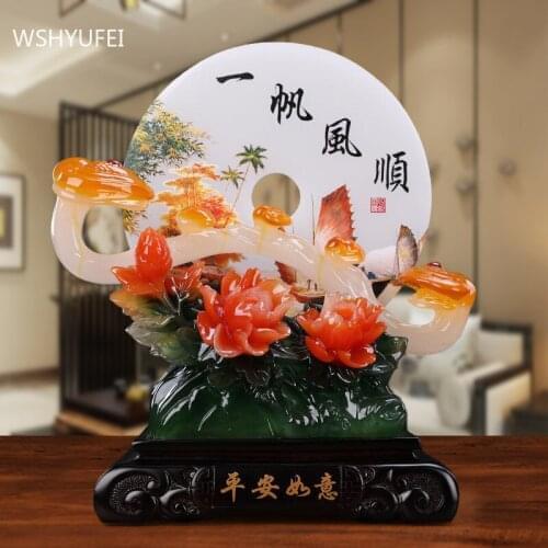 Traditional Resin Smooth Sailing Shop Lucky Fortune Ornaments Study Desktop Sculpture Decoration Home Feng Shui Decor Crafts