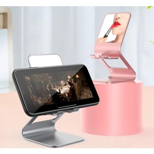 Universal Metal Portable Mini SmartPhone Mirror Stand Desk Holder For iPhone12 11 Samsung Huawei Honor Xiaomi Redmi Oneplus Sony