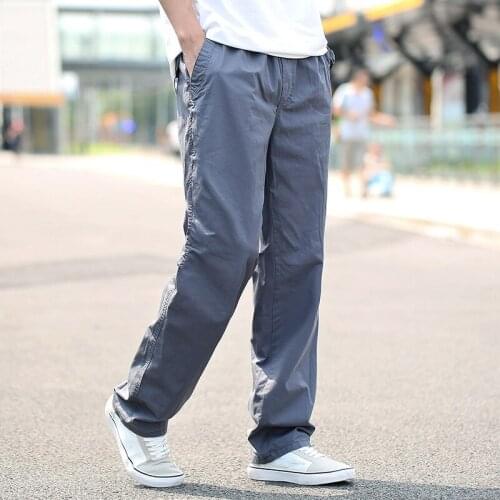 50-130kg Youth Mens Plus Size Cargo Pants Multi-pocket Loose Thin Straight Casual Overalls Spring Autumn Trousers Outdoor Pants