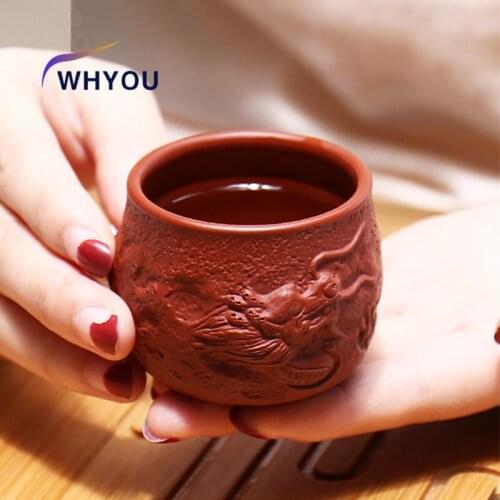 NEWYEARNEW 1piece Purple Clay Teacup Ceramic Retro Tea Single Cup Tureen of Teaware Set Business Gift Tableware