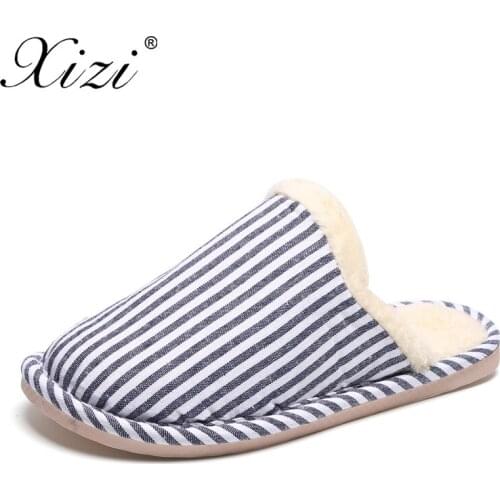 XIZI Hot Sale Slippers Women Slippers Home Shoes Plaid Linen Non-slip Soft Warm Slippers Indoor Bedroom Loves Couple Floor Shoes