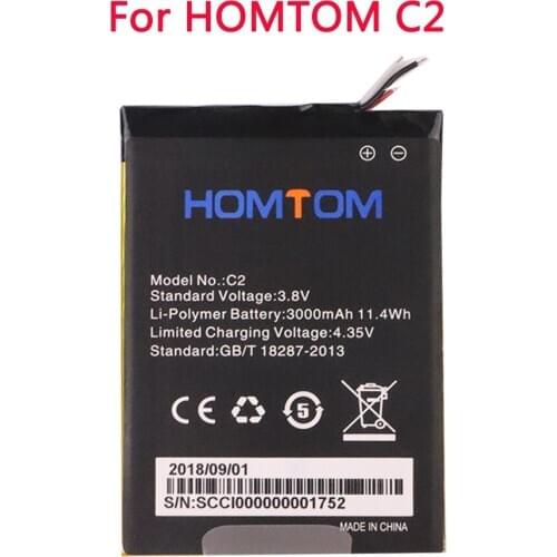 100% new Original C2 Battery Replacement 3000mAh Parts for HOMTOM C2 Smart Phone
