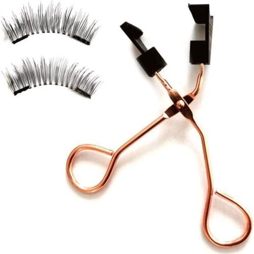 2 Pairs Women Eye Makeup Quantum Magnetic Long Thick Fake Eyelashes with Clip
