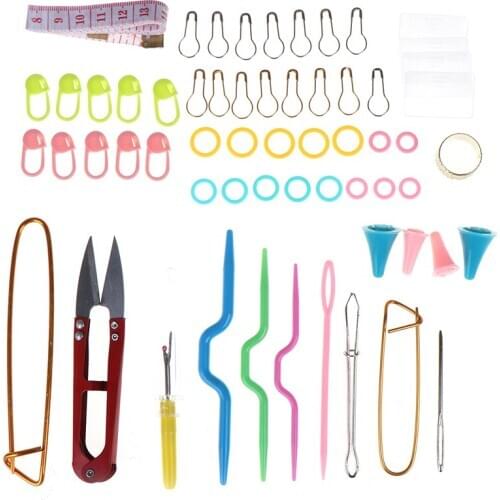 56Pcs/Set Crochet Hook Knit Yarn Weave Knitting Needle Clip Marker Tool Sets