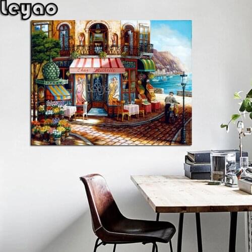 Full Drill Square/Round 5D Diamond Painting Street & seaside View Mosaic Pictures Art diamond Cross Stitch Embroidery Home Decor