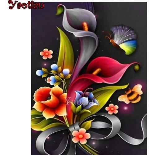 DIY 5D Diamond Painting Diamond Painting Kits Colored abstract flowers Full square round Drill for Home Wall Decoration Painting
