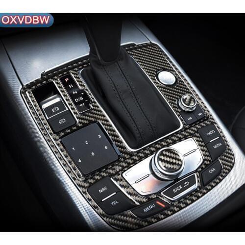 Car Accessories carbon fibre Gear Panel Shift Auto Sticker Decor For Audi A6 C7 interior trim 2011-2018 LHD RHD Car Styling