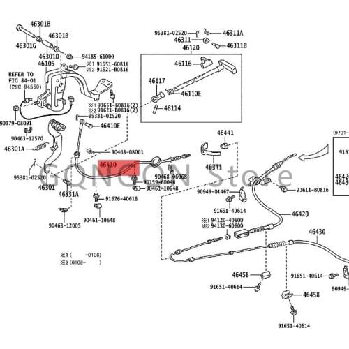 CAR front hand brake cable 1987- 2001 Toy ot aHIA CE VAN, COM MUT ER parking brake cable assembly No. 1