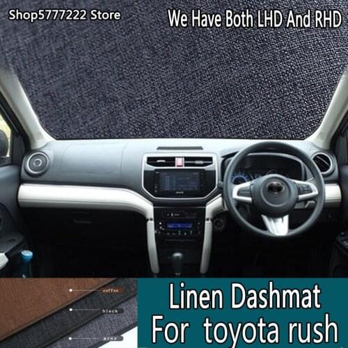 Car Styling Linen Dash Mat Covers Dashmat Dashboard Pads Accessories For Toyota Rush G3 2018 2019 2020 2021 RHD