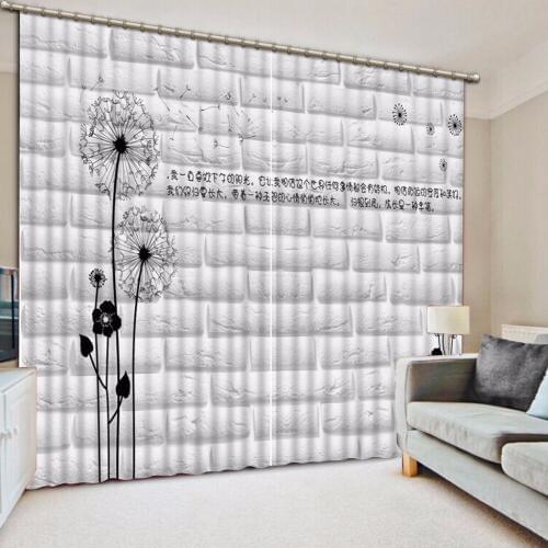 White 3D Window Curtains Blackout For Living Room wedding Bedroom Drapes Cortinas Rideaux Customized size Dandelion pillowcase