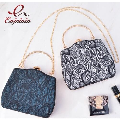 Elegant Lace Box Wedding Evening Bag Party Clutch Fashion Women Purses and Handbags Top Handle Totes Designer Chain Shoulder Bag