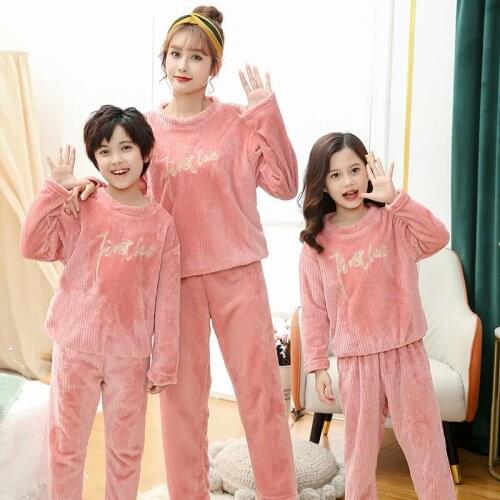Flannel Pajamas Set Children Clothes Girls Boys Sleepwear Winter Family Look Pajamas Mother Kids Matching Outfits Home Clothes