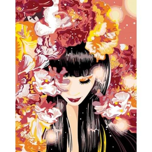 GATYZTORY 60x75cm Frame Diy Painting By Numbers Kits Flower Girls Figure Paint By Numbers For Home Decors Artwork