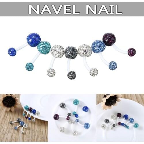 Flexible Crystal Top Bar Barbell Ring Charm Sexy Rhinestone Navel Belly Button Ring Pregnancy Maternity Piercing Body Jewelry