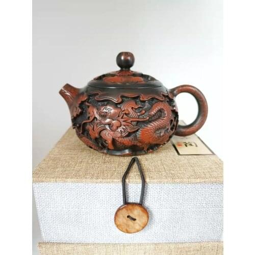 China Jianshui Purple Clay Not Yixing Ceramic Handmade Full Dragon Carving Teapot Kettle Porcelain Kung Fu Tea Set Drinkware