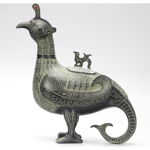 Ding classical bronze ornaments zinc alloy Jinhou Bird Statue wine antique collection handicraft ornaments