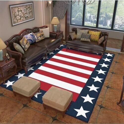 Classic Red Blue White Strip Star Carpet Living Room Entrance Hall Rug Bedroom Beside Mat Large Carpet