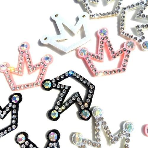 Brown Patches Beaded Badges For Clothes Sew On Stripes Patches For Clothing Handmade 3x3.5Cm Small Crown Badges For Hat Crafts