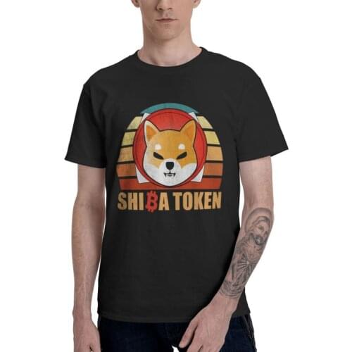 Male Vintage Shiba Inu Token Crypto Coin T-Shirt Cartoon Dogecoin Cryptocurrency Tshirt Short Sleeve T Shirt 100% Cotton Tee