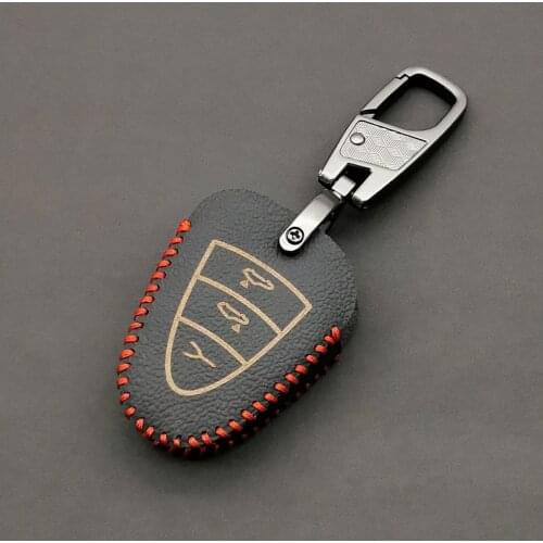 Genuine Leather Key Cover For Porsche 911 997 Boxster 987 Cayman Parts Key Car 3 Button Remote Fob Shell Accessories