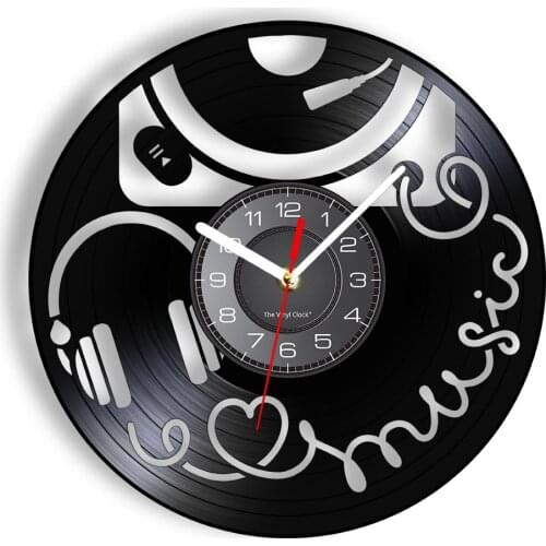 Long-Playing Headphone Turntable Vinyl Record Wall Clock Music AirVinyl Record Retro Pop Art Longplay Player Silent Home Decor
