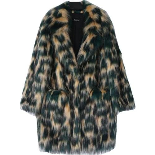 New Pop Vogue Women Winter Imitate Fur Jacket Female Premium Faux Fox Fur Coat Elegant Many Color Loose Lady Overcoat G079