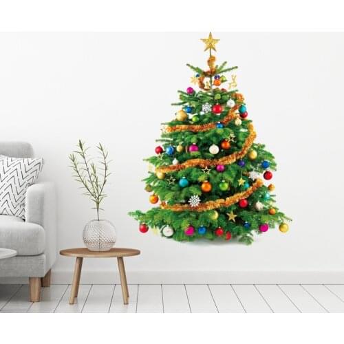 New Christmas Tree Wall Stickers for Living Room Kids Room Home Decoration Wall Decals for Glass Window Shop Showcase Home Decor