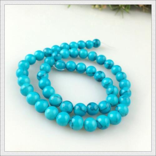 Wholesale 45pcs/lot Blue Round Ball Beads 8mm Natural Stone Beads For Jewelry Making Cute Necklace Bracelet Diy Beads