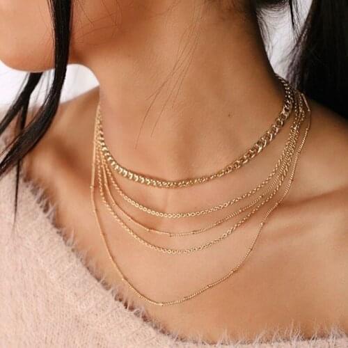 Initial Necklace Women Bohemian Style Multilayer Initial Chain Necklaces Choker Womens Jewelry Accessories Collares