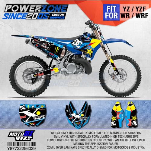 PowerZone Customized Team Graphics Backgrounds Decals 3M Custom Stickers For YAMAHA YZ125/250 X 1996-2001 2002-14 2015-2019 029