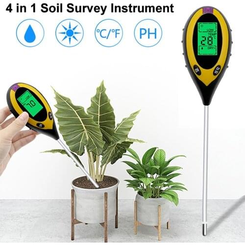 4 In 1 Digital PH Meter Soil Moisture Sunlight Temperature PH Tester Garden Plant Seeding Flowers Farm Soil Monitor