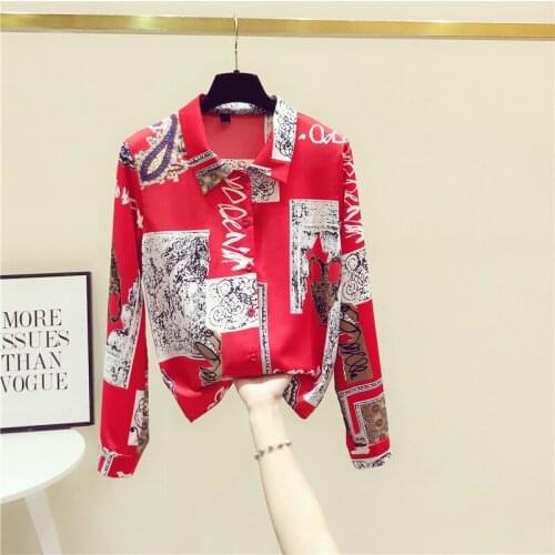 Dress 2021 Spring new shirt womens foreign style fashion long sleeve Hong Kong Style Chiffon red top fashion