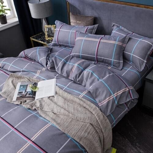 Yaapeet 1pc Plaid Duvet Cover Soft Stripe Quilt Cover Blue Plaid Bed Protection for Bedroom High Quality Mirco Fiber Duvet Cover