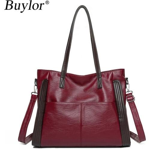 Buylor Casual Shoulder Bag Leather PU Luxury Handbags Women Bags Designer Large Capacity Crossbody Bag Ladies Vintage Tote Bag
