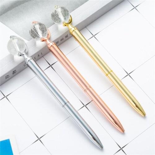 Creative Globe Modeling Metal Pen Student Teacher Writing Ballpoint pens Office Decompression Gift#863