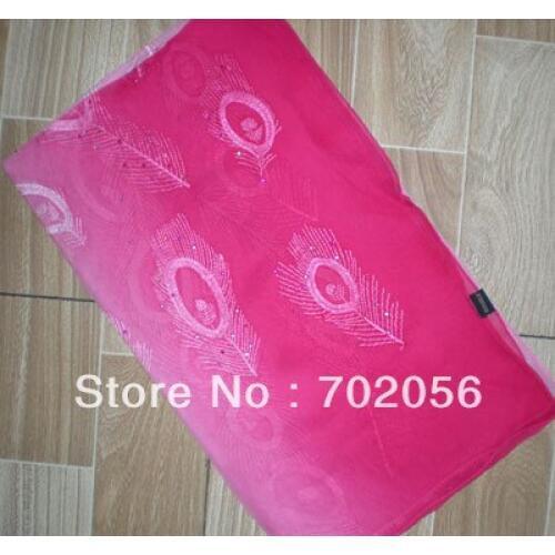 Rhinestone peacock feather design 100% Silk scarf Shawl Wrap Scarves 180*55cm gorgeous mixed 5pcs/lot #3040