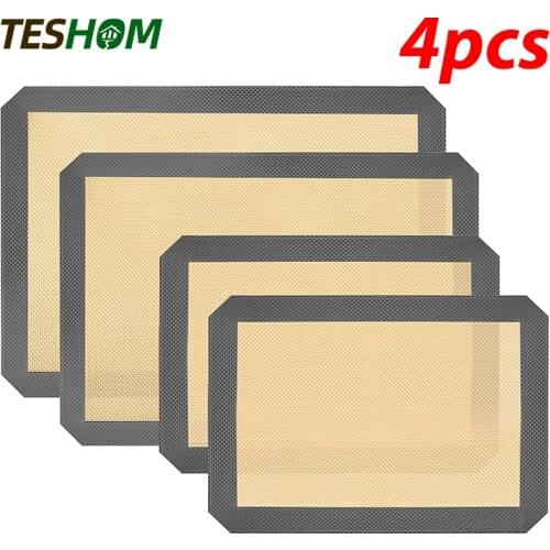 Silicone Baking Mat Set of 4-2 Half Sheet 2 Quarter Sheet Nonstick Reusable Food Tray Pan Sheet Liners With Cake Pastry Cookie