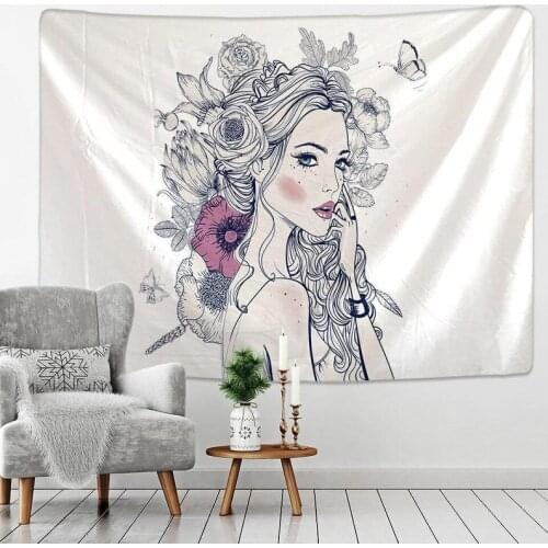 Nordic Simple Hippie Girl Wall Hanging Fabric Mandala Boho Wall Tapestry