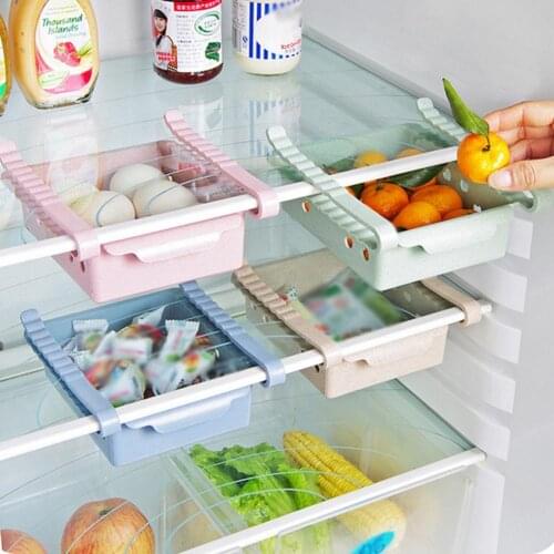 Slide Kitchen Fridge Freezer Space Saver Organizer Storage Rack Shelf Drawer refrigerator storage rack preservation organizer