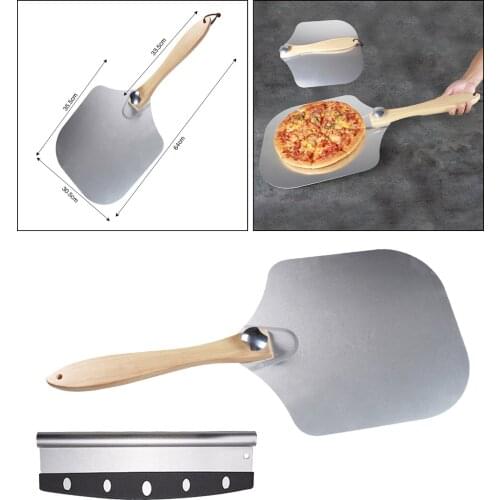 Alloy Pizza Peel Cutter Kit Pizza Lifter Spatula Shovel Pizza Paddle for Serving Food