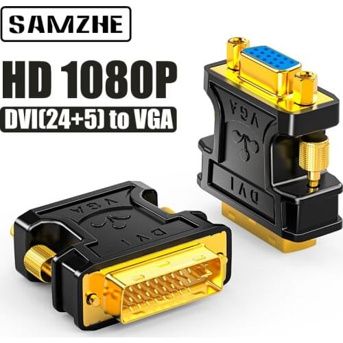 SAMZHE 24+5 DVI-I Male to VGA Female Adapter Video Converter HDTV LCD Moniator Adapter DVI to VGA
